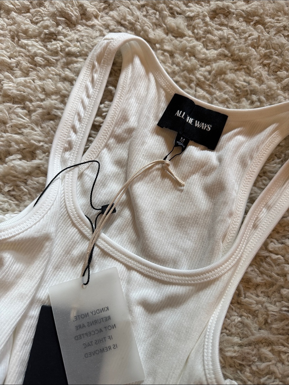 White Ribbed Tank Top - Picture 2 of 2